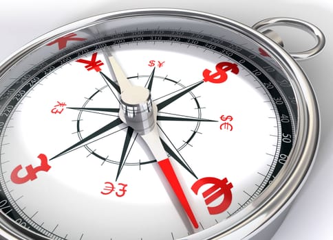 compass for global currency conceptual image select currency to invest money