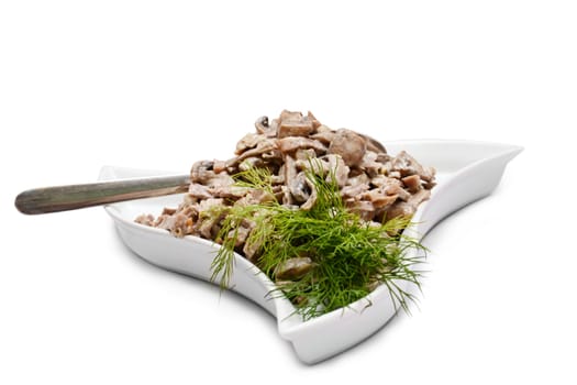 ready-sliced ​​mushrooms on a white background