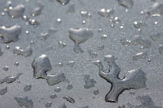 Water drops on metal surface background, shallow dof