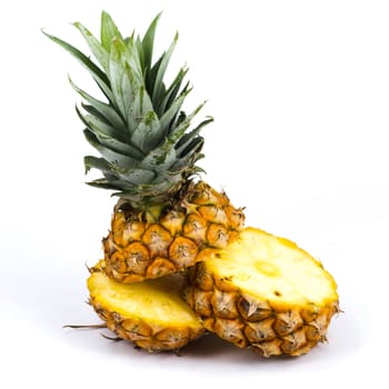 Fresh slice pineapple on white background