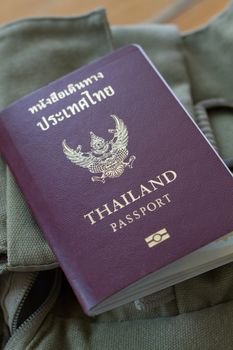 Thailand passport and travel bag