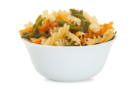 Multicolored pasta with the addition of natural tomatoes and spinach