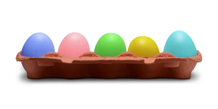 Colored Easter eggs in box