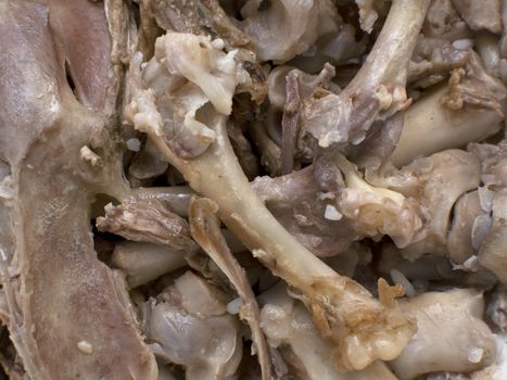 eaten chicken bones texture close-up