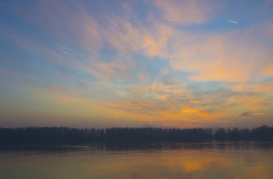 beautiful sunset over the lake