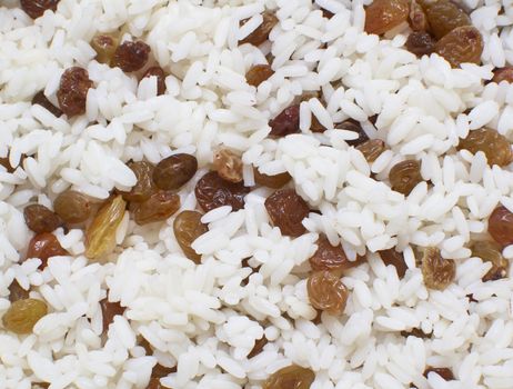 texture of white rice with raisins