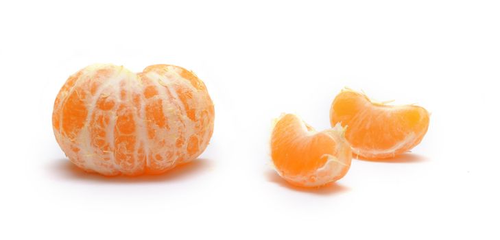 orange fruit segments isolated on white background 