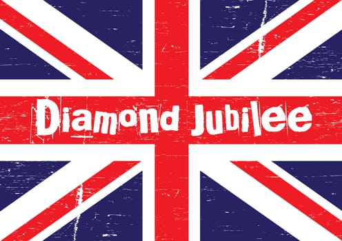 The union jack flag with a grunge effect applied with text set to the middle 'Diamond Jubilee'. Reflective of the punk period in celebration of the forthcoming Diamond Jubilee year in the UK.