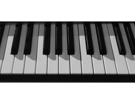 close-up of piano keys monochrome