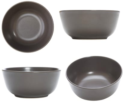 four point of view of empty bowl on white background