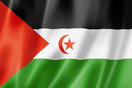 Sahrawi Arab Democratic Republic flag, three dimensional render, satin texture