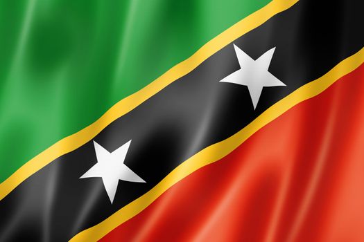 Saint Kitts And Nevis flag, three dimensional render, satin texture