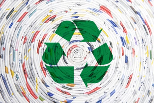 rolled paper spiral, concept of recycling