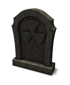 gravestone with nuclear symbol on white background - 3d illustration