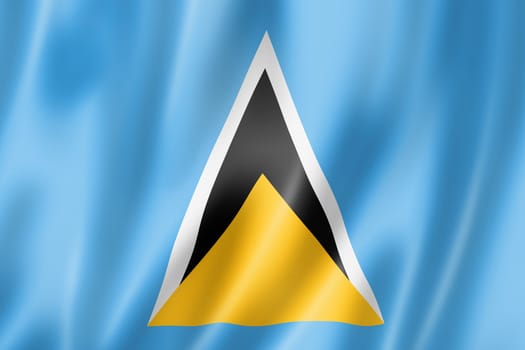 Saint Lucia flag, three dimensional render, satin texture