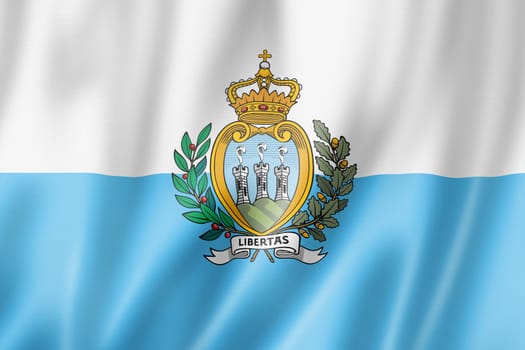 San Marino flag, three dimensional render, satin texture