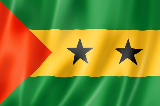 Sao Tome and Principe flag, three dimensional render, satin texture