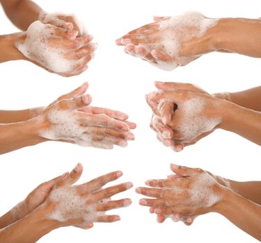 gesture of a beautiful woman hand washing her hands