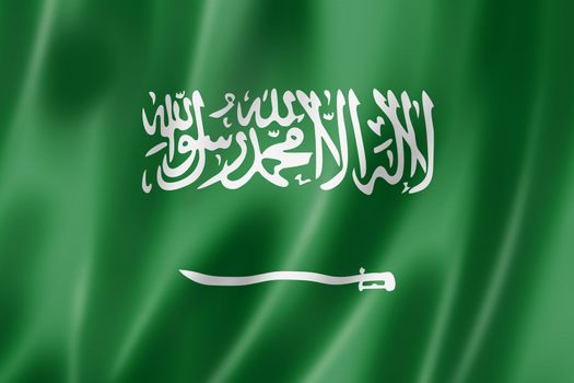 Saudi Arabia flag, three dimensional render, satin texture