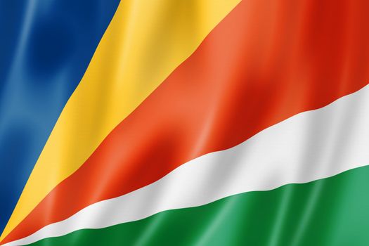 Seychelles flag, three dimensional render, satin texture