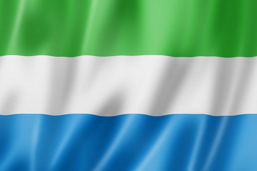 Sierra Leone flag, three dimensional render, satin texture