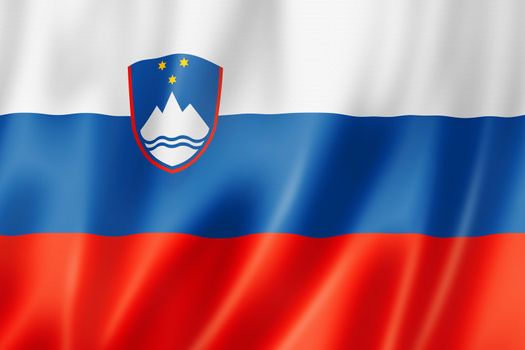 Slovenia flag, three dimensional render, satin texture