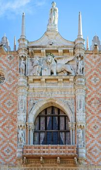 VENICE, ITALY architecture fragment Doge's Palace century . Palace was the residence of Doge of Venice.