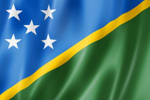 Solomon Islands flag, three dimensional render, satin texture