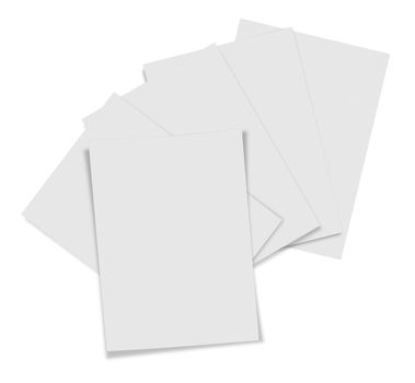 close up of stack of papers on white background