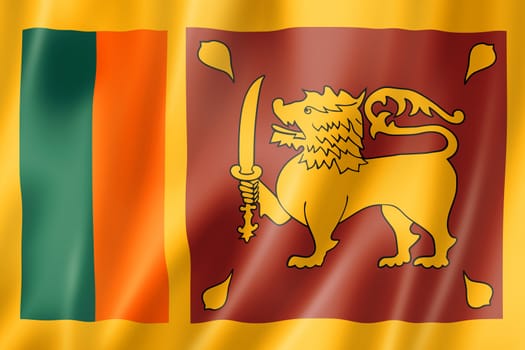 Sri Lanka flag, three dimensional render, satin texture