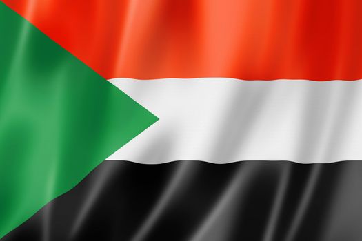 Sudan flag, three dimensional render, satin texture