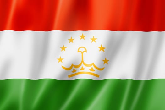 Tajikistan flag, three dimensional render, satin texture