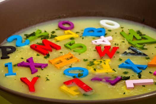 A hot- alphabet soup dish