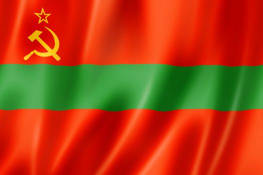 Transnistria State flag, three dimensional render, satin texture