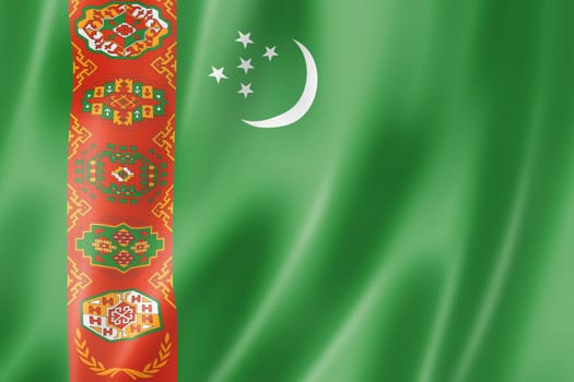 Turkmenistan flag, three dimensional render, satin texture