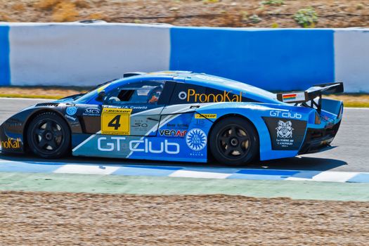 JEREZ DE LA FRONTERA, SPAIN - OCT 16: Ferran Monje of SUNRED races on Iber GT championship on October 16 , 2011, in Jerez de la Frontera , Spain