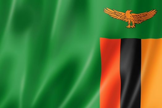 Zambia flag, three dimensional render, satin texture