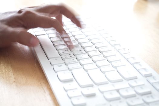 speed typing keyboard on the wood deck