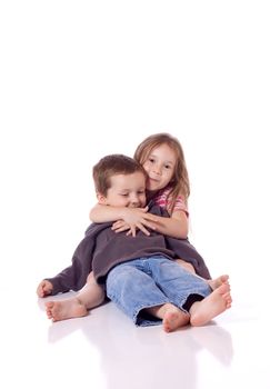 Cute brother and sister playing together