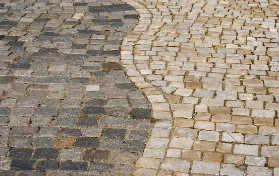 Stone paved park alley closeup as background