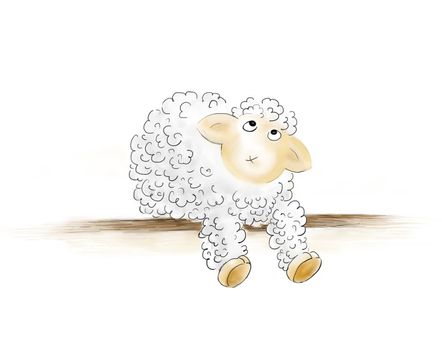 wondered sheep handrawen illustration isolated on white