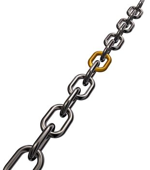 metal chain on white background - 3d illustration