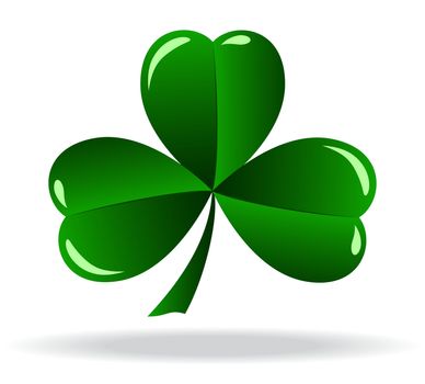 green shamrock as a symbol of St Patricks Day Isolated on white background