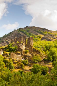 The Medieval Town and Castle Ruins in the French Alps