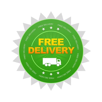 Green Free Delivery Button on white background.