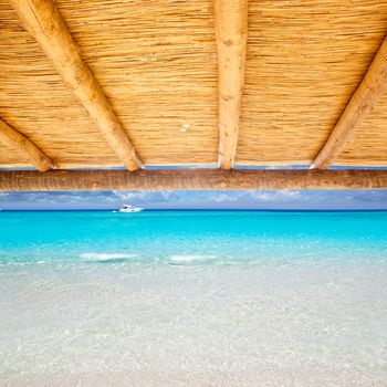 Cane sunroof with tropical perfect beach of truquoise water view