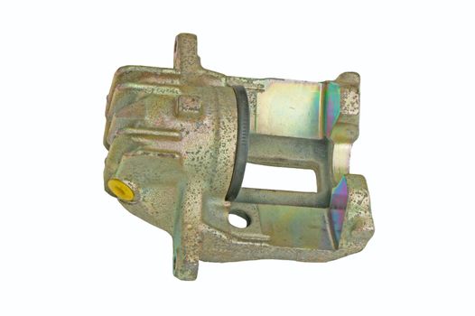 Isolated shot of an automotive brake caliper