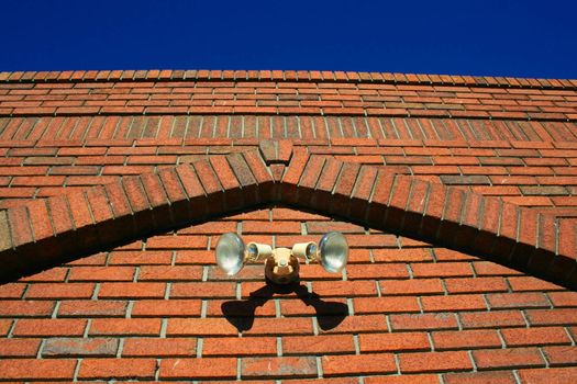 Close up of a street light.
