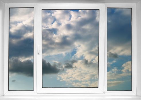 Sky seen through an white window