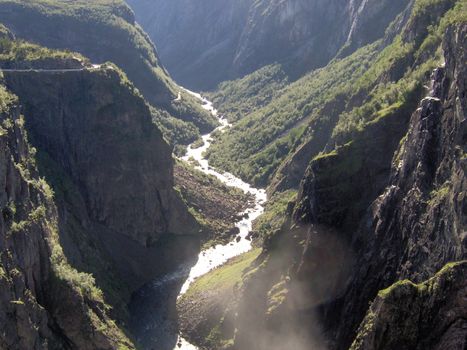 vorigsfossen, vørigsfossenCloud, Eidfjord, Hordaland County, Norway, Scandinavia, Trees, Voeringsfossen, canyon, hardanger, hardangervidda, landscape, mountain, rainbow, sky, waterfall